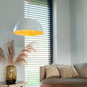 Lampă industrială cu pandantiv alb cu auriu 50 cm - Magna Eco