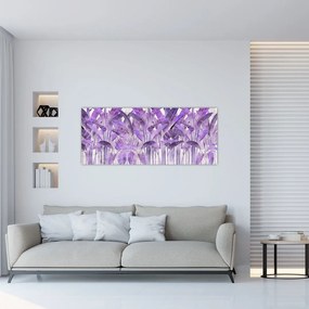 Tablou - Frunze violet în tencuială (120x50 cm)