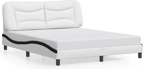 vidaXL Cadru de pat fără saltea, Hvar, alb/negru, 160x200 cm, piele ecologică