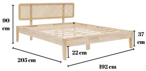 Pat matrimonial în culoare naturală din lemn de molid cu somieră 180x200 cm Izabelya – Kalune Design