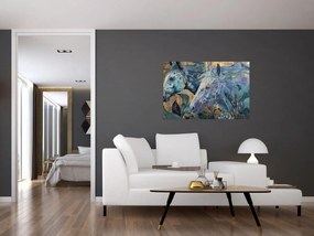 Tablou - Cai cu fundal auriu (90x60 cm)