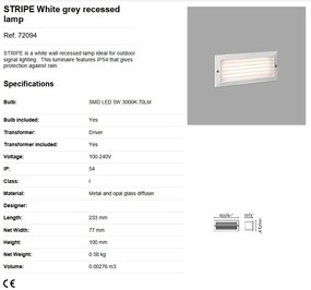 Spot LED incastrabil de exterior IP54 iluminat ambiental STRIPE alb