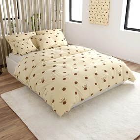 Lenjerie de pat din bumbac CROWN LOVE FOR bej Dimensiune lenjerie de pat: 70 x 90 cm | 140 x 200 cm