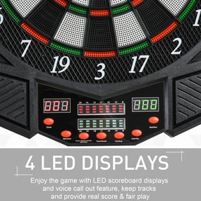 Dartboard Electronic Interactiv + 12 Săgeți, pentru 8 Jucători, Ideal pentru Petreceri și Seri de Joc | Aosom Romania