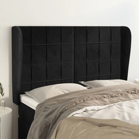 vidaXL Tăblie de pat cu aripioare, negru, 147x23x118/128 cm, catifea