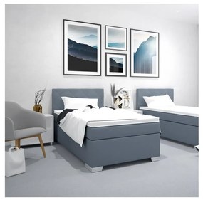 Pat tapițat IDA cu saltea, 90 x 200 cm, albastru