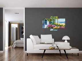 Tablou - Grădina din fața casei, pictură în ulei (90x60 cm)