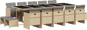 vidaXL Set mobilier grădină cu perne, 15 piese, bej combinat poliratan
