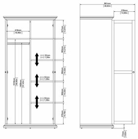 Șifonier gri 96x201 cm Paris – Tvilum