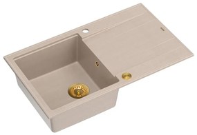 Chiuveta compozit incastrata Quadron Unique Evan 111 bej - auriu 86x50 cm