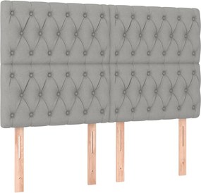 vidaXL Tăblie de pat gri deschis 160x7x118/128 cm, material textil