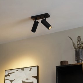 Plafonieră modernă neagră cu LED inclus, cu dimmer, cu 2 lumini - Tate