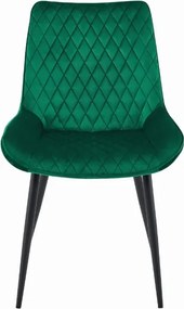 OFERTA Scaun din catifea verde inchis VERDO cu picioare negre Calitatea a II-a