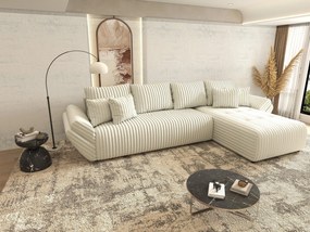 Colțar extensibil dumonde cu ladă de depozitare si sezut confortabil din spuma high-density, Berlin XL Ambience Ivory II 350x185 cm