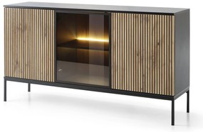 Comodă combinată Silvano K154 (Negru + Stejar wotan) (cu iluminat LED). 1062587
