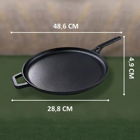 Tigaie pentru clatite din fonta Kinghoff KH 1895, 29 cm, Suprafata neaderenta, Inductie, Negru