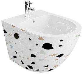 Bideu suspendat Rune Geri St alb-terazzo lucios