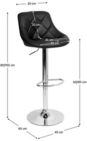 Scaun de bar, piele ecologică neagră/crom, MARID NEW