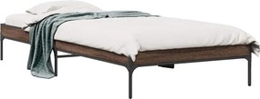 vidaXL Cadru de pat, stejar maro, 75x190 cm, lemn prelucrat și metal