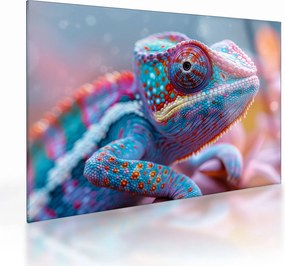 Tablou pe sticlă - Cameleon colorat (70x50 cm)