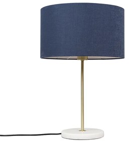 Lampă de masă din alamă cu abajur albastru 35 cm - Kaso