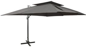 vidaXL Umbrelă în consolă cu înveliș dublu, antracit, 400x300 cm
