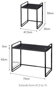 Raft de bucătărie, reglabil, YAMAZAKI Tower, negru