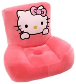 Fotoliu din plus pentru bebelusi cu spatar, Hello Kitty, 50 cm, Roz, FPS-63