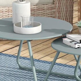 Outsunny Lot de 2 mese de cafea rotunde înglobabile de Grădină din metal epoxid, Masă de Apoiala Stabilă pentru exterior, Albastru | Aosom Romania