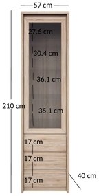 Vitrină Noella 1W3S (Stejar sonoma). 1053123