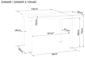Masa de dining neagra DAMAR 100x60 cm, decor stejar artisan