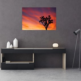 Tablou apus de soare deasupra siluetei unui copac (90x60 cm)