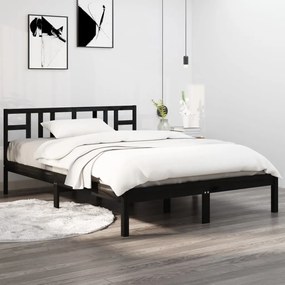 3105379 vidaXL Cadru de pat mic dublu, negru, 120x190 cm, lemn masiv