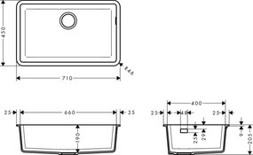 Chiuvetă bucătărie Hansgrohe S510 SilicaTec 660, cu 1 cuvă, graphite black, 43432170