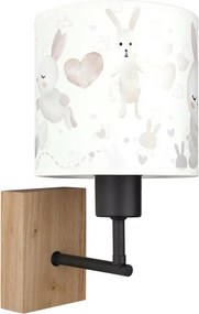 Brilagi - Aplica de perete BOBO WOOD 1xE27/25W/230V stejar/negru/alb/cu iepurași