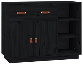 820141 vidaXL Servantă, negru, 98,5x40x75 cm, lemn masiv de pin