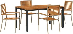 vidaXL Set de masă pentru grădină 4 pcs Bej și Maro poliratan