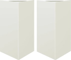 vidaXL Jardiniere grădină, 2 buc., alb, 50x43x75 cm, oțel, triunghi