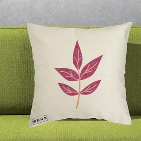 Perna Decorativa Ramura Botanica Mov, 40x40 cm, Ecru, Husa Detasabila, Perna Inclusa, BEKZ®