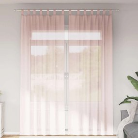 vidaXL Perdele voal cu bucle 2 buc Roz deschis 140x260 cm