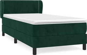 vidaXL Pat box spring cu saltea, verde închis, 80x200 cm, catifea
