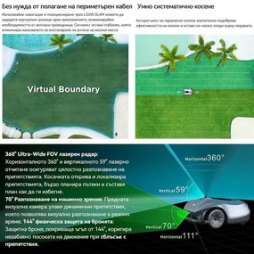 Robot tuns iarba/gazon HOOKII Neomow X Pro, 6000 m², 4 moduri, Functionare fara cablu sau antene, 60 dB, Wi-Fi, 4G, Bluetooth, Autonomie 180 min, Gri