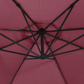 Umbrela in consola cu lumini LED, rosu bordo, 350 cm Rosu, 350 cm
