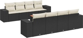 vidaXL Set mobilier de grădină cu perne, 9 piese, negru, poliratan