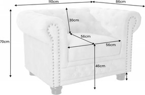 Fotoliu clasic stil englezesc Chesterfield, sampanie