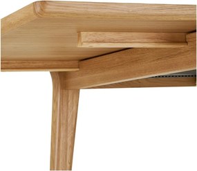 Masă de dining extensibilă cu aspect de lemn de stejar cu blat suplimentar 90x180 cm Darwin – House Nordic