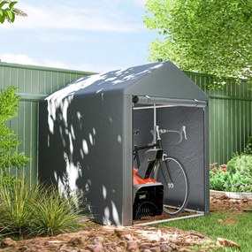 Outsunny Magazie pentru Scule cu Protecție UV și Intrare cu Fermoar, Cort de Garaj, 120x179x165 cm, Gri Închis | Aosom Romania