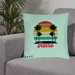 Perna Decorativa Retro Sunset Palmieri, 40x40 cm, Verde Menta, Husa Detasabila, Perna Inclusa, BEKZ®