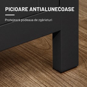 HOMCOM Dulap cu 2 Compartimente și 2 Rafturi Reglabile pe 3 Nivele, 120 x 40 x 70 cm, Negru și Lemn | Aosom Romania