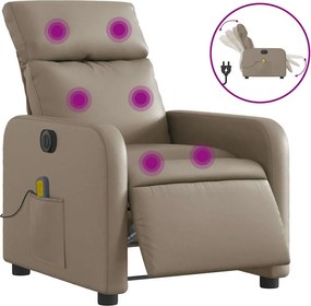 vidaXL Fotoliu electric masaj rabatabil, cappuccino, piele ecologică